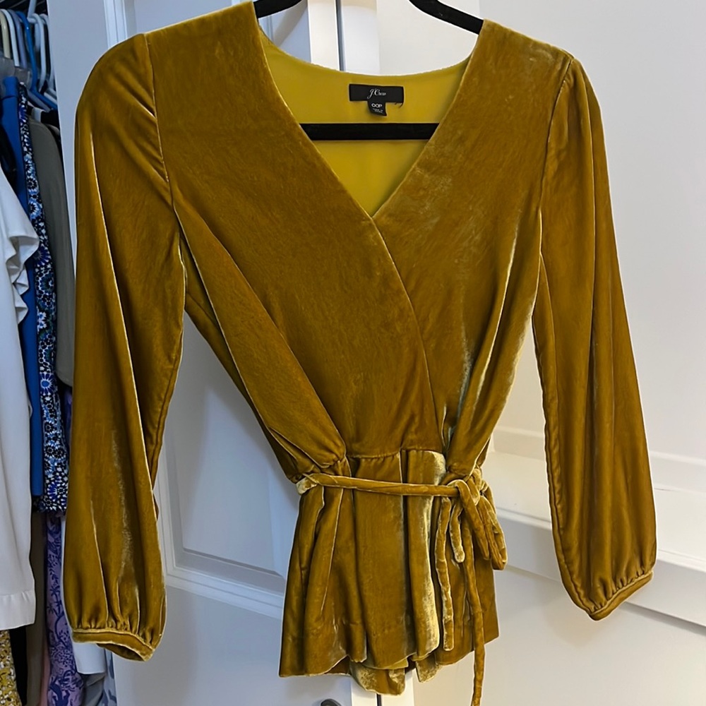 J. Crew Gold Velvety Blouse 00P